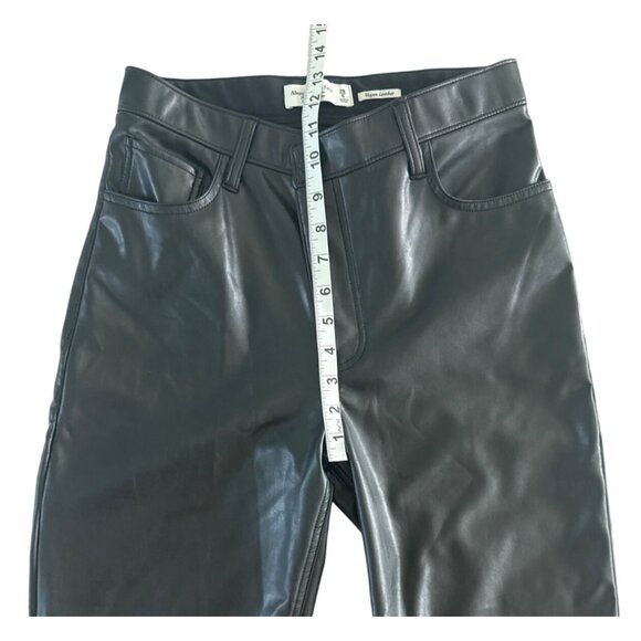 Abercrombie & Fitch Criss Cross 90s Straight High Rise Vegan Leather Black Pants - Picture 8 of 12